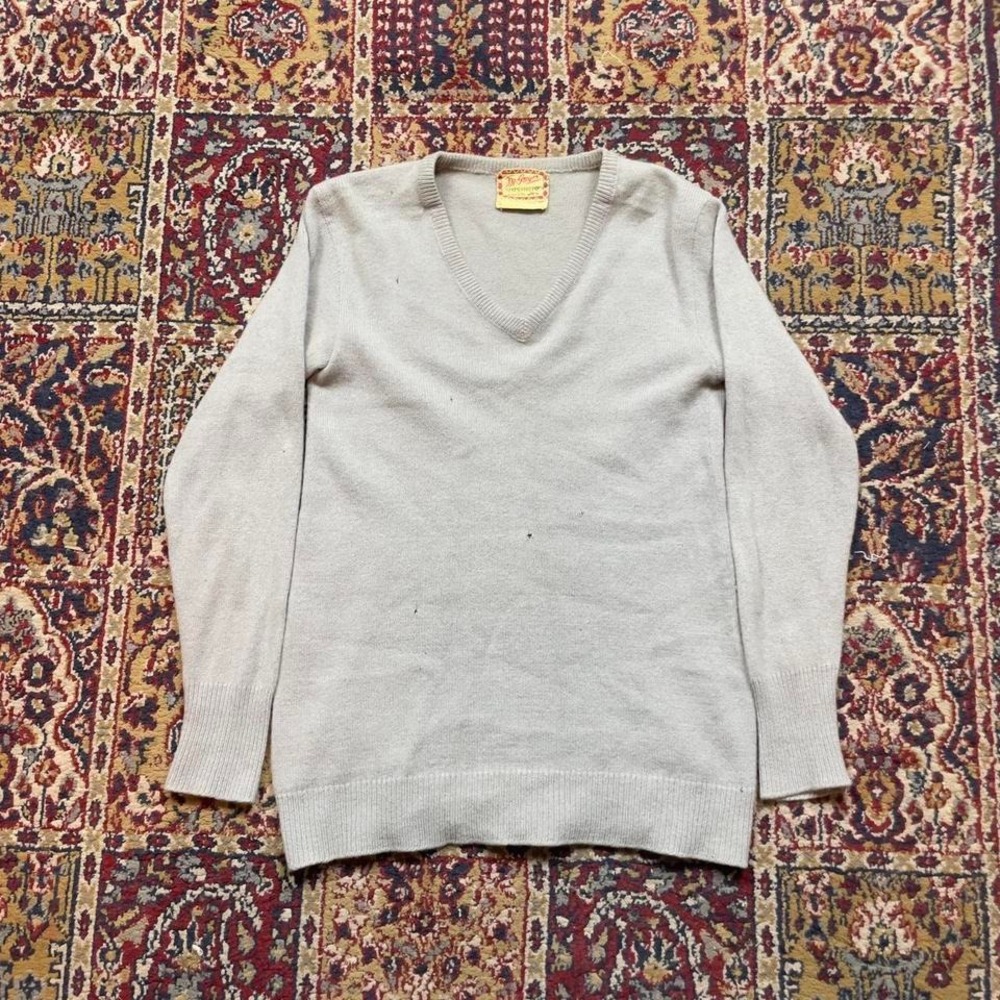 VTG 50s 60s McGregor Kashmir light grey essential sweater M USA cashmere wool